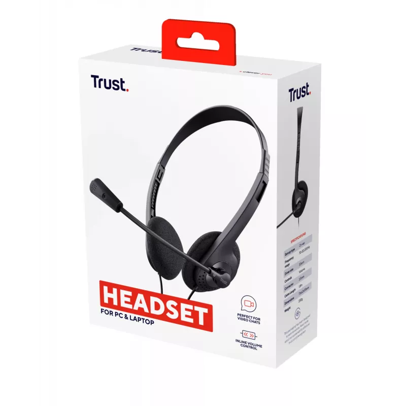 Trust 24659 hoofdtelefoon/headset bedraad hoofdband gesprekken/muziek zwart