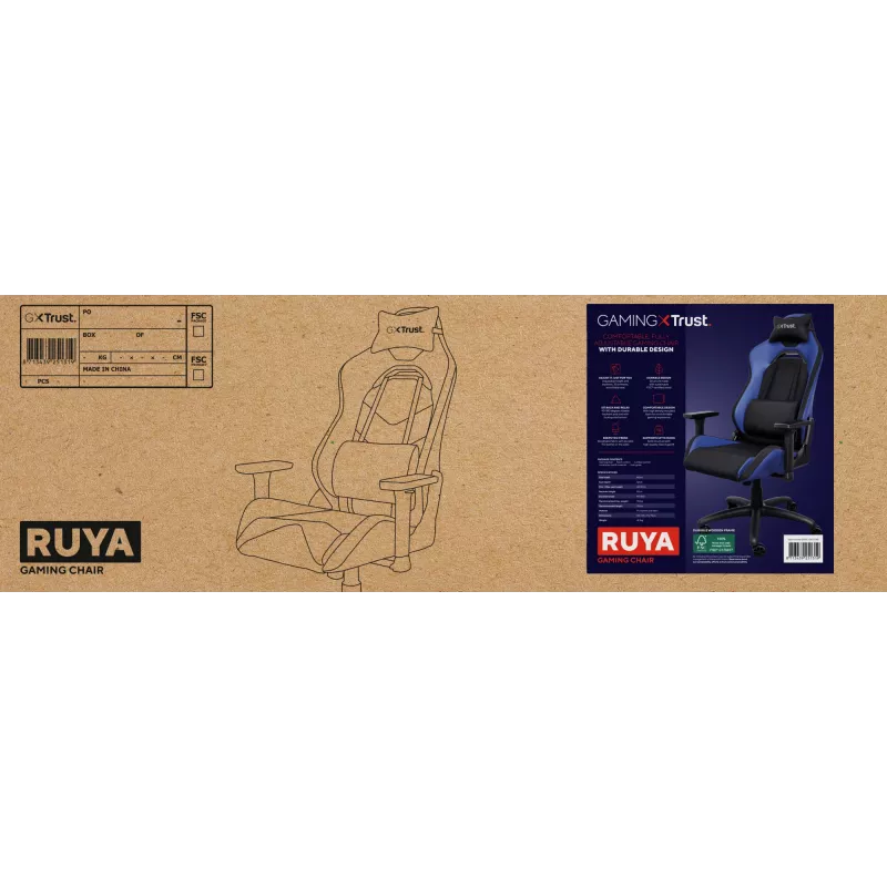 Trust GXT 714 RUYA universele gamingstoel zwart, blauw