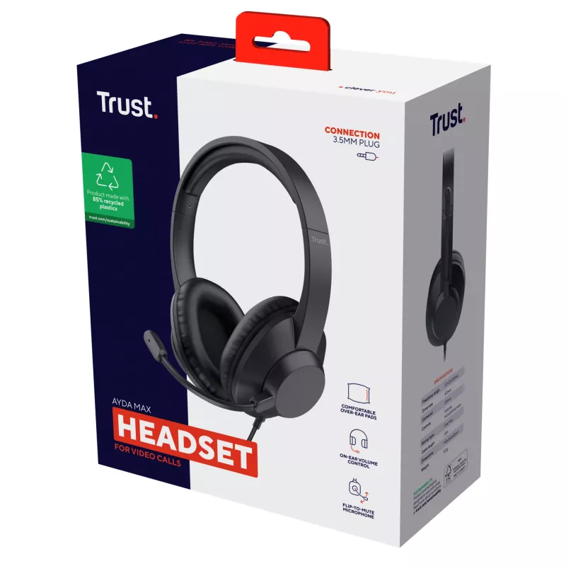 Trust Ayda Max headset bedraad hoofdband kantoor/callcenter zwart