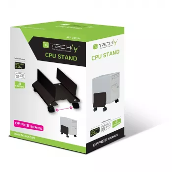 Techly CPU stalen beugel met wielen, zwart ICA-CS 34, zwart, pc, multimediawagen, 25 kg, 195 mm, 240 mm