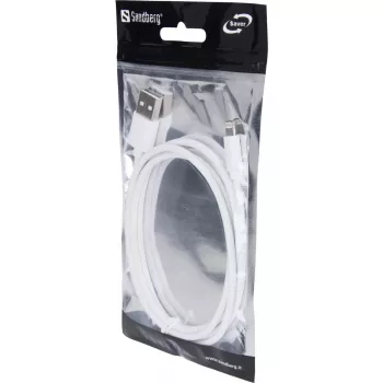 Sandberg USBLightning MFI 1m SAVER, 1 m, Lightning, USB A, stekker, stekker, wit