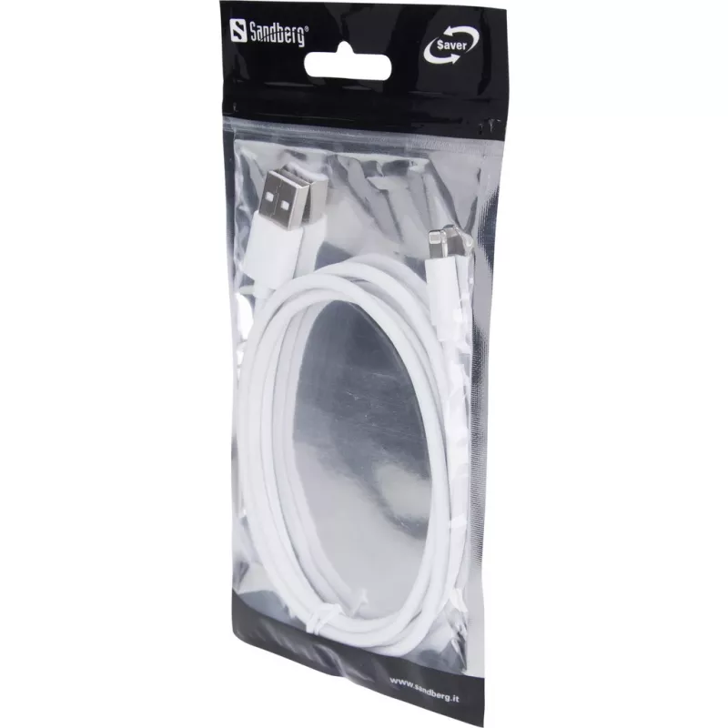 Sandberg USBLightning MFI 1m SAVER, 1 m, Lightning, USB A, stekker, stekker, wit