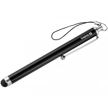 Sandberg Touchscreen Stylus Pen Saver, universeel, elk merk, zwart, zilver, metaal, rubber, 1 stuk, 100 mm