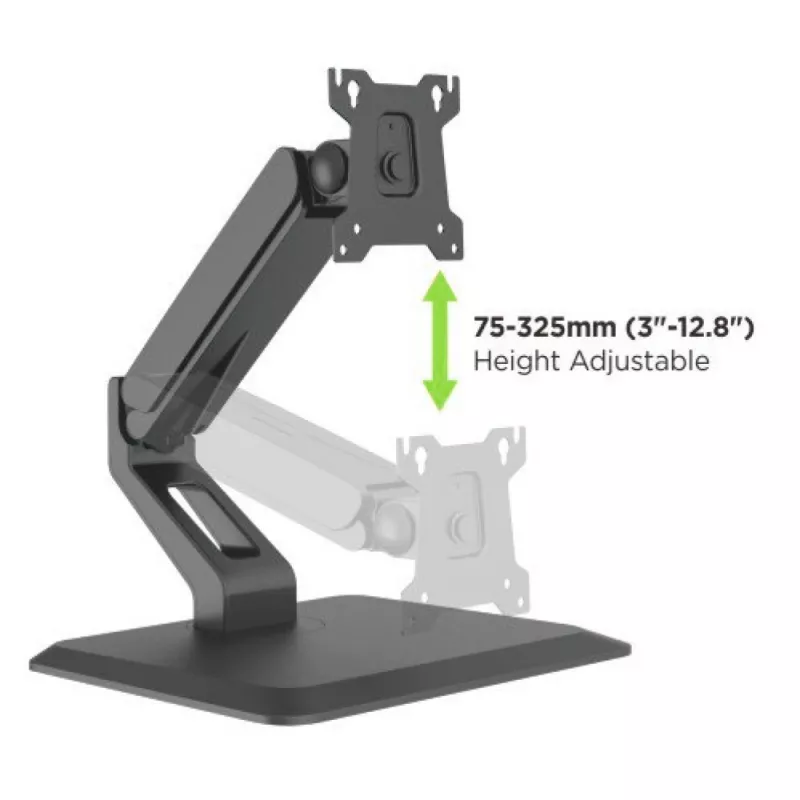 Techly ICA-LCD 35TS bureausteun voor touchscreenmonitor, 17-32 inch, tot 10 kg, VESA 75x75/100x100, gasveer, zwart