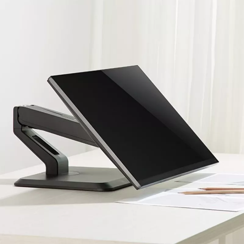 Techly ICA-LCD 35TS bureausteun voor touchscreenmonitor, 17-32 inch, tot 10 kg, VESA 75x75/100x100, gasveer, zwart