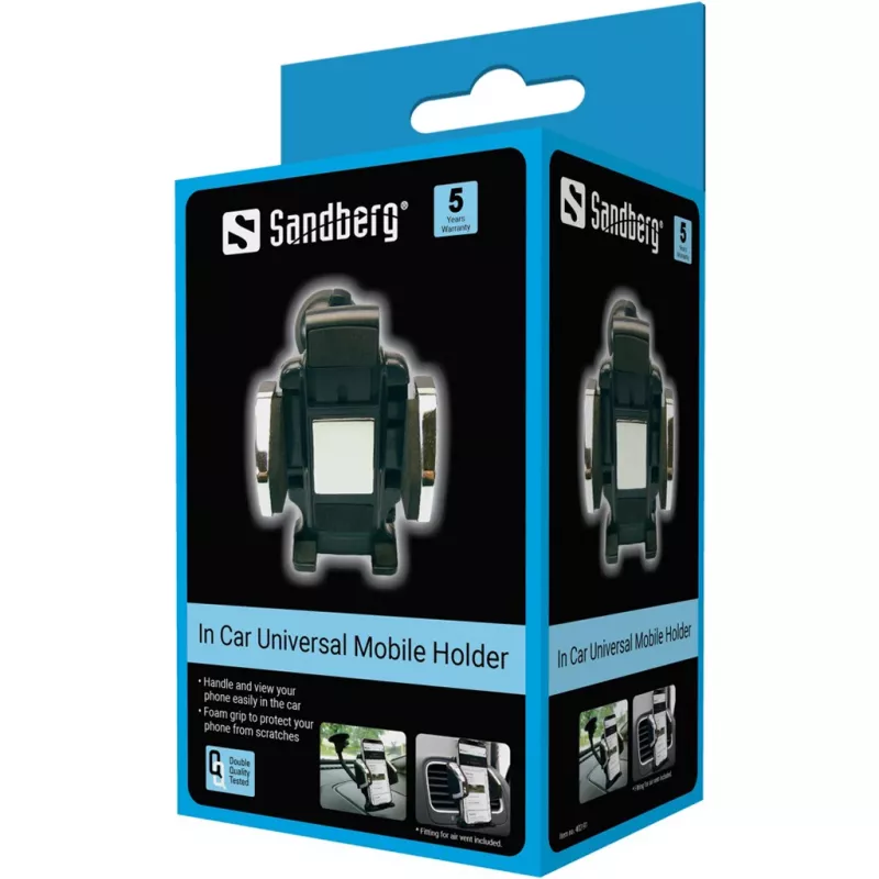 Sandberg In Car universele mobiele houder, mobiele telefoon/smartphone, passieve houder, auto, zwart