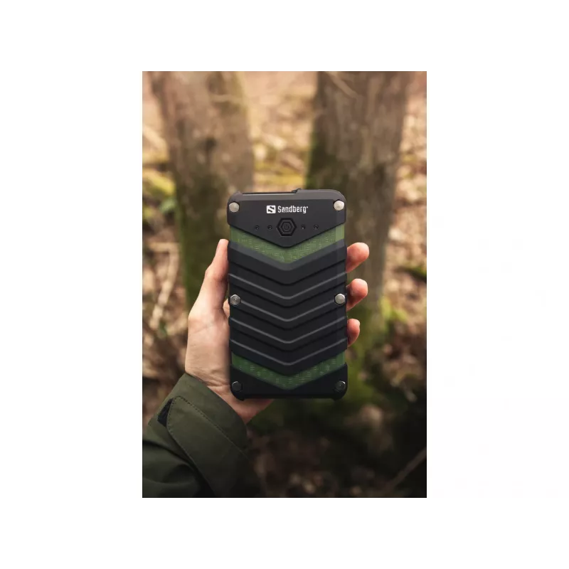 Sandberg Survivor Powerbank 20000, 20000 mAh, lithium-ion (Li-Ion), zwart, groen