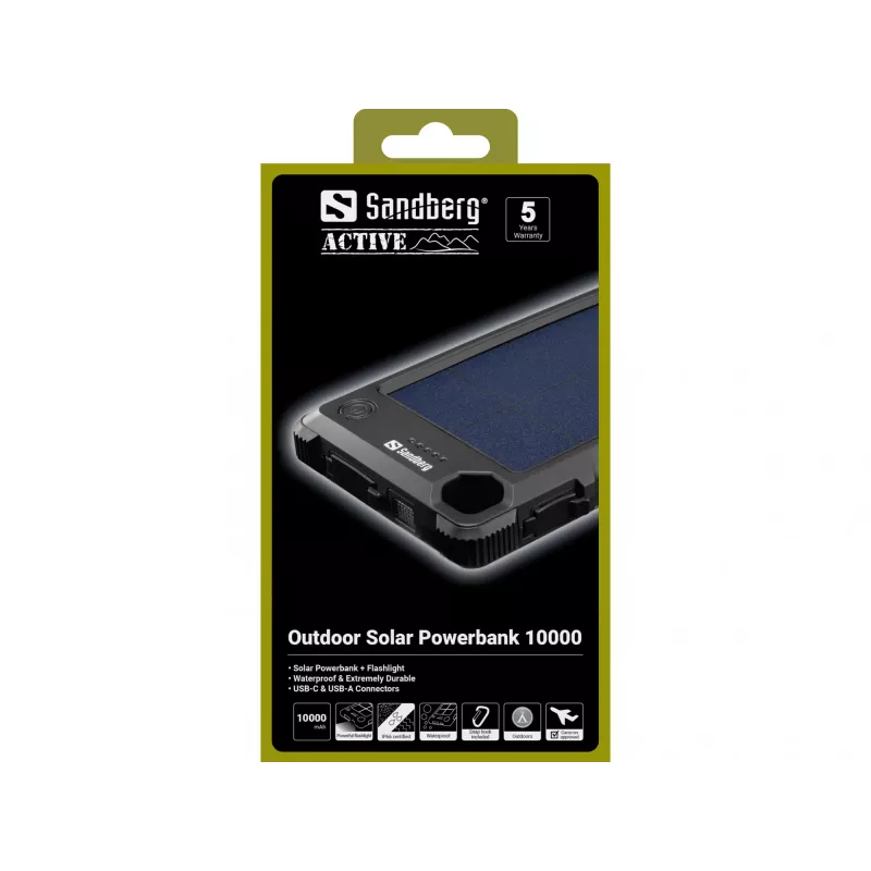 Sandberg Outdoor Solar Powerbank 10000, 10000 mAh, zwart