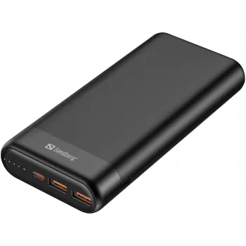 Sandberg Powerbank 20000 PD65W+2xQC3.0, 20000 mAh, lithium-ion (Li-Ion), Quick Charge 3.0, 65 W, zwart