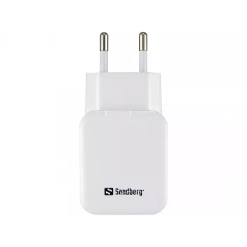 Sandberg AC-oplader Dual USB 2.4+1A EU, binnen, AC, USB, 5 V, zwart, wit
