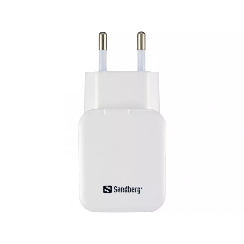 Sandberg AC-oplader Dual USB 2.4+1A EU, binnen, AC, USB, 5 V, zwart, wit