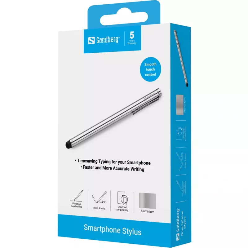 Sandberg smartphone stylus, mobiele telefoon/smartphone, zilver, 5 g, 140 mm, 7 mm, 7 mm