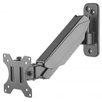 Manhattan wandbeugel voor tv & monitors (veerarm, 2 gewrichten), voor schermen 17 inch tot 32 inch, VESA-compatibiliteit: 75x75 mm en 100x100 mm – controleer de afmetingen van de vier bevestigingsgaten op de achterkant van het scherm om te controleren of het past, max. 8 kg, zwart, beugel, levenslange garantie