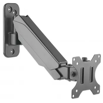 Manhattan wandbeugel voor tv & monitors (veerarm, 2 gewrichten), voor schermen 17 inch tot 32 inch, VESA-compatibiliteit: 75x75 mm en 100x100 mm – controleer de afmetingen van de vier bevestigingsgaten op de achterkant van het scherm om te controleren of het past, max. 8 kg, zwart, beugel, levenslange garantie
