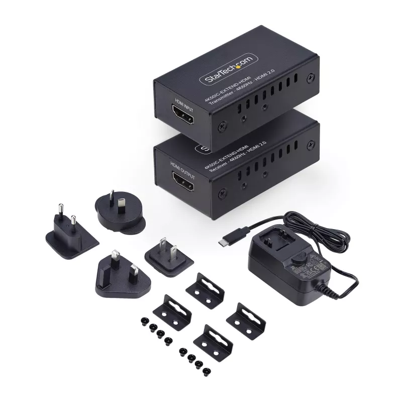 StarTech.com HDMI-extender via CAT5e/CAT6, 4K 60Hz, tot 200ft (60m), zender- en ontvangerkit, Power over kabel, compacte behuizing