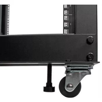 StarTech.com 4-posts 12U mobiel open-frame serverrack, vier-posts 19 inch netwerkrack met wielen, rolbaar rack met verstelbare diepte voor computer/AV/data/IT-apparatuur – wielen, stelvoeten of vloermontage