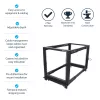 StarTech.com 4-posts 12U mobiel open-frame serverrack, vier-posts 19 inch netwerkrack met wielen, rolbaar rack met verstelbare diepte voor computer/AV/data/IT-apparatuur – wielen, stelvoeten of vloermontage