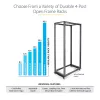StarTech.com 4-posts 12U mobiel open-frame serverrack, vier-posts 19 inch netwerkrack met wielen, rolbaar rack met verstelbare diepte voor computer/AV/data/IT-apparatuur – wielen, stelvoeten of vloermontage