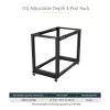 StarTech.com 4-posts 15U mobiel open-frame serverrack, vier-posts 19 inch netwerkrack met wielen, rolbaar rack met verstelbare diepte voor computer/AV/data/IT-apparatuur – zwenkwielen, stelvoeten of vloermontage