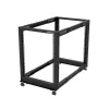 StarTech.com 4-posts 15U mobiel open-frame serverrack, vier-posts 19 inch netwerkrack met wielen, rolbaar rack met verstelbare diepte voor computer/AV/data/IT-apparatuur – zwenkwielen, stelvoeten of vloermontage