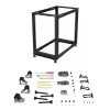 StarTech.com 4-posts 18U mobiel open-frame serverrack, vier-posts 19 inch netwerkrack met wielen, rolbaar rack met verstelbare diepte voor computer/AV/data/IT-apparatuur – wielen, stelvoeten of vloermontage