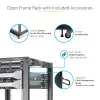 StarTech.com 4-posts 18U mobiel open-frame serverrack, vier-posts 19 inch netwerkrack met wielen, rolbaar rack met verstelbare diepte voor computer/AV/data/IT-apparatuur – wielen, stelvoeten of vloermontage