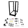 StarTech.com 4-posts 25U mobiel open-frame serverrack, vier-posts 19 inch netwerkrack met wielen, rolbaar rack met verstelbare diepte voor computer/AV/data/IT-apparatuur – wielen, stelvoeten of vloermontage