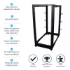StarTech.com 4-posts 25U mobiel open-frame serverrack, vier-posts 19 inch netwerkrack met wielen, rolbaar rack met verstelbare diepte voor computer/AV/data/IT-apparatuur – wielen, stelvoeten of vloermontage