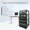 StarTech.com 4-posts 25U mobiel open-frame serverrack, vier-posts 19 inch netwerkrack met wielen, rolbaar rack met verstelbare diepte voor computer/AV/data/IT-apparatuur – wielen, stelvoeten of vloermontage
