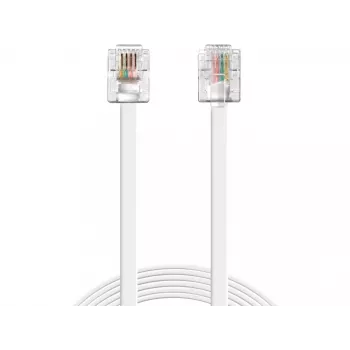 Sandberg telefoonkabel RJ11-RJ11 5 m, 5 m, RJ11, RJ11, stekker, stekker, wit