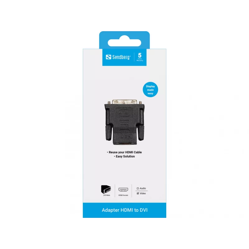 Sandberg Adapter DVI-M - HDMI-F, DVI, HDMI, zwart