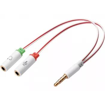 Sandberg Headset-adapter Dual-naar-enkel, 3,5-mm-TRS, stekker, bus, wit