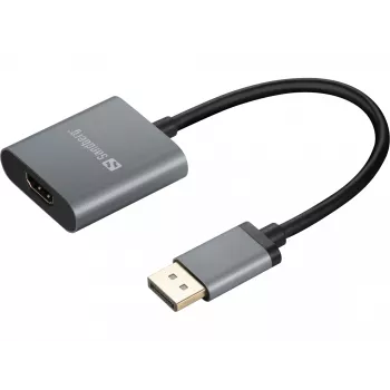 Sandberg DisplayPort 1.4 naar HDMI 2.0 4K-adapter, DisplayPort, HDMI type A (standaard), stekker, bus, 3840 x 2160 pixel, 6 Gbit/s