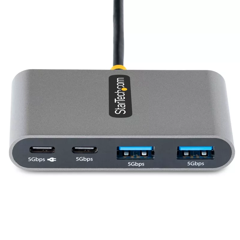 StarTech.com 4-poorts USB-C-hub met 100W Power Delivery Pass-Through – 2x USB-A + 2x USB-C – USB 3.0 5Gbps – 1ft (30cm) lange kabel – draagbare USB Type-C naar USB-A/C-hub