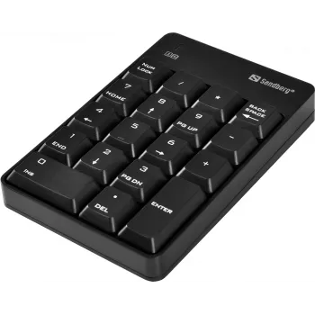Sandberg draadloos numeriek toetsenblok 2, RF draadloos, 18, laptop/PC, zwart