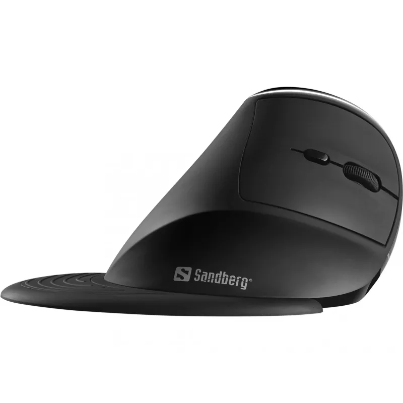 Sandberg draadloze verticale muis Pro, rechtshandig, verticaal ontwerp, optisch, RF draadloos, 1600 DPI, zwart