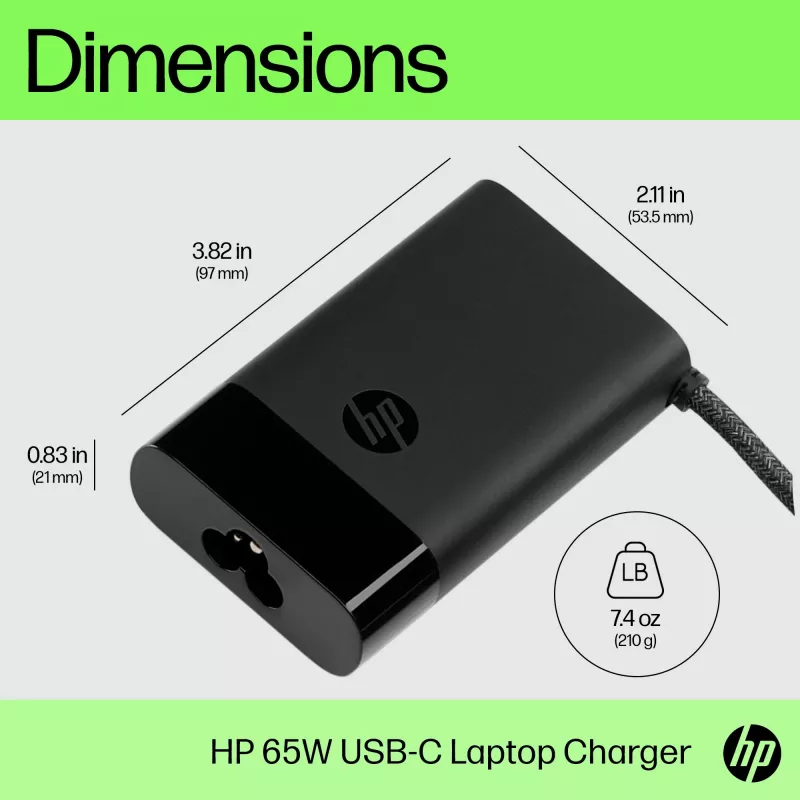 HP USB-C 65W laptopoplader, laptop, binnen, 90 V, 47 - 63 Hz, 65 W, 5 - 20 V
