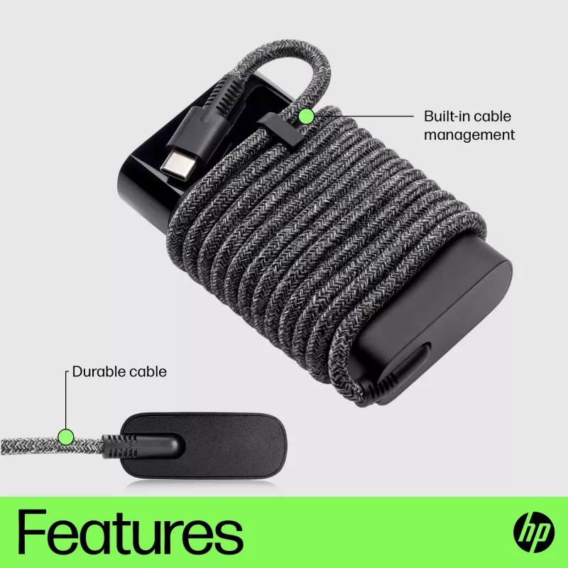 HP USB-C 65W laptopoplader, laptop, binnen, 90 V, 47 - 63 Hz, 65 W, 5 - 20 V