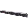 Intellinet 19 inch 1U rackmount 8-uitgangs power distribution unit (PDU) met EU-CEE-7/3-stopcontacten, aan-/uitschakelaar en overbelastingsbeveiliging, geïntegreerde 3m-netkabel met EU-CEE-7/4-stekker