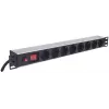 Intellinet 19 inch 1U rackmount 8-uitgangs power distribution unit (PDU) met EU-CEE-7/3-stopcontacten, aan-/uitschakelaar en overbelastingsbeveiliging, geïntegreerde 3m-netkabel met EU-CEE-7/4-stekker