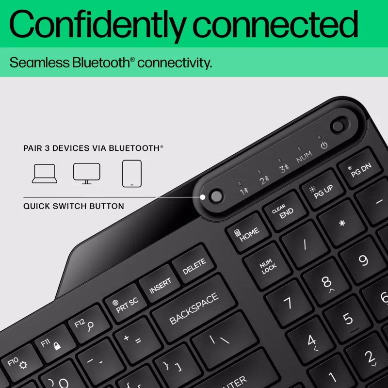 HP 460 multi-device Bluetooth-toetsenbord, full-size (100%), draadloos, Bluetooth, mechanisch, zwart