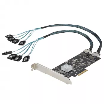 StarTech.com 8-poorts SATA PCIe-kaart – PCI Express 6 Gbit/s SATA-uitbreidingskaart met 4 hostcontrollers – SATA PCIe-controllerkaart – PCI-e x4 Gen 2 naar SATA III – SATA HDD/SSD