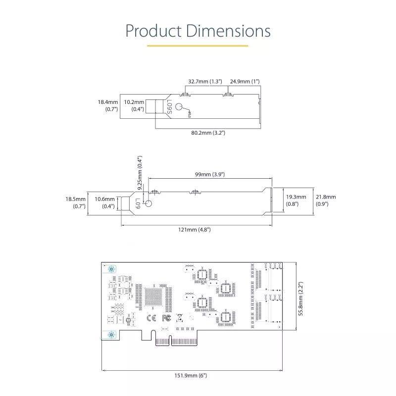 StarTech.com 8-poorts SATA PCIe-kaart – PCI Express 6 Gbit/s SATA-uitbreidingskaart met 4 hostcontrollers – SATA PCIe-controllerkaart – PCI-e x4 Gen 2 naar SATA III – SATA HDD/SSD