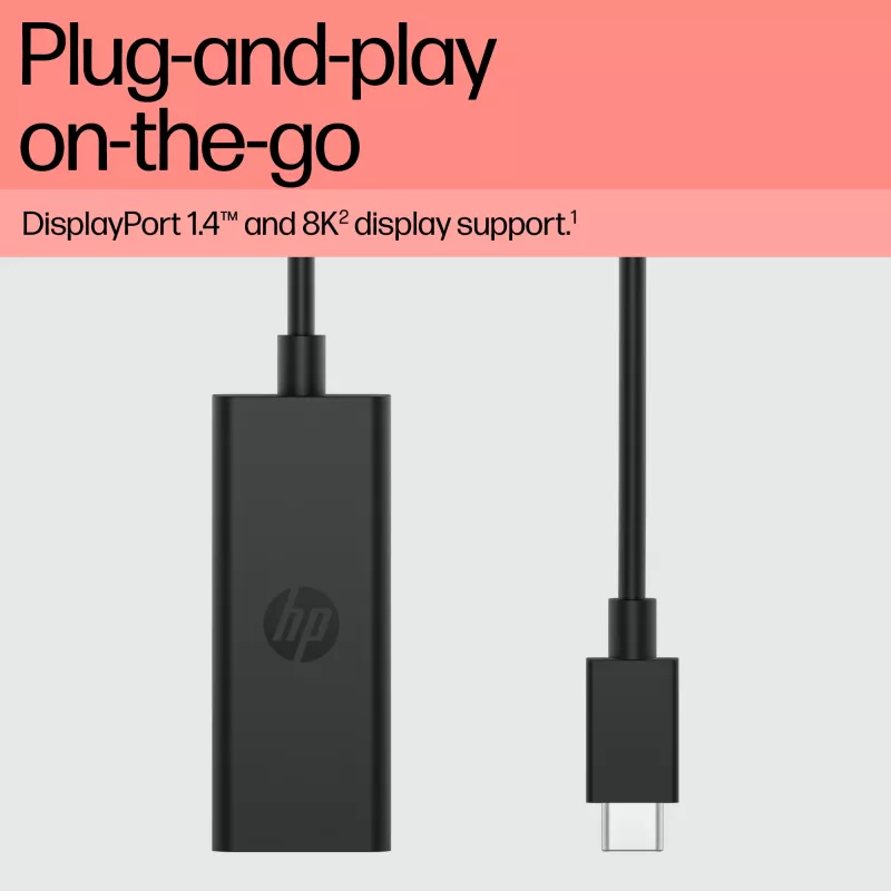 HP 8Y8Y1AA USB-C-naar-DisplayPort-adapter G2, 8K (7680 x 4320), zwart