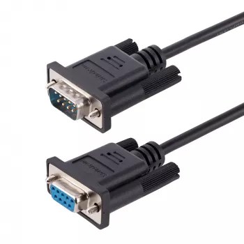 StarTech.com 3m RS232 seriële nullmodemkabel, crossover seriële kabel met Al-Mylar-afscherming, DB9 seriële COM-poort kabel female naar male, compatibel met DTE-apparaten, zwart, F/M