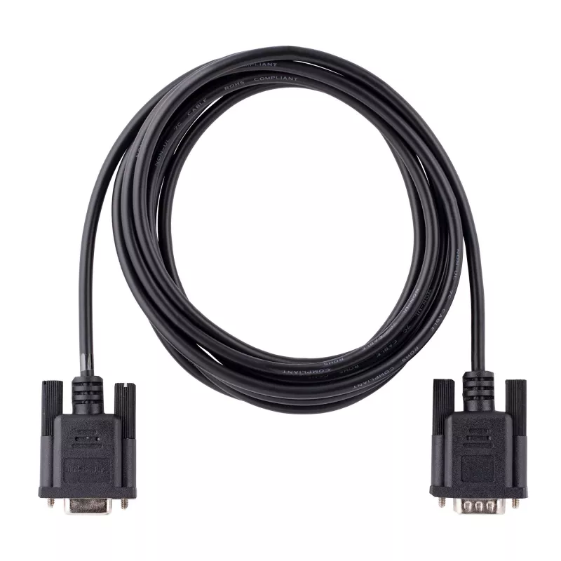 StarTech.com 3m RS232 seriële nullmodemkabel, crossover seriële kabel met Al-Mylar-afscherming, DB9 seriële COM-poort kabel female naar male, compatibel met DTE-apparaten, zwart, F/M