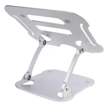 StarTech.com Laptopstandaard voor het bureau, ergonomische laptopstandaard in hoogte verstelbaar, aluminium, draagbaar, ondersteunt tot 10 kg, opvouwbare laptophouder voor het bureau – schuine notebook-verhoging/standaard
