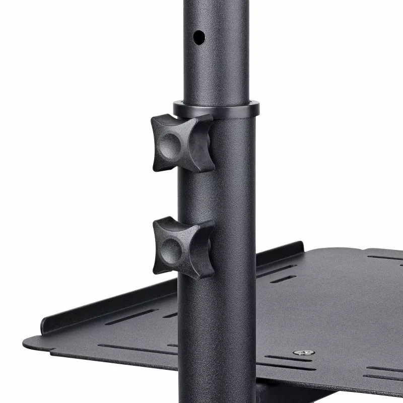 StarTech.com Mobiele projector- en laptopstandaard/wagen – robuuste draagbare projectorstandaard (2 plateaus, elk 10 kg belastbaar) – in hoogte verstelbare rolwagen voor presentaties met vergrendelbare wielen