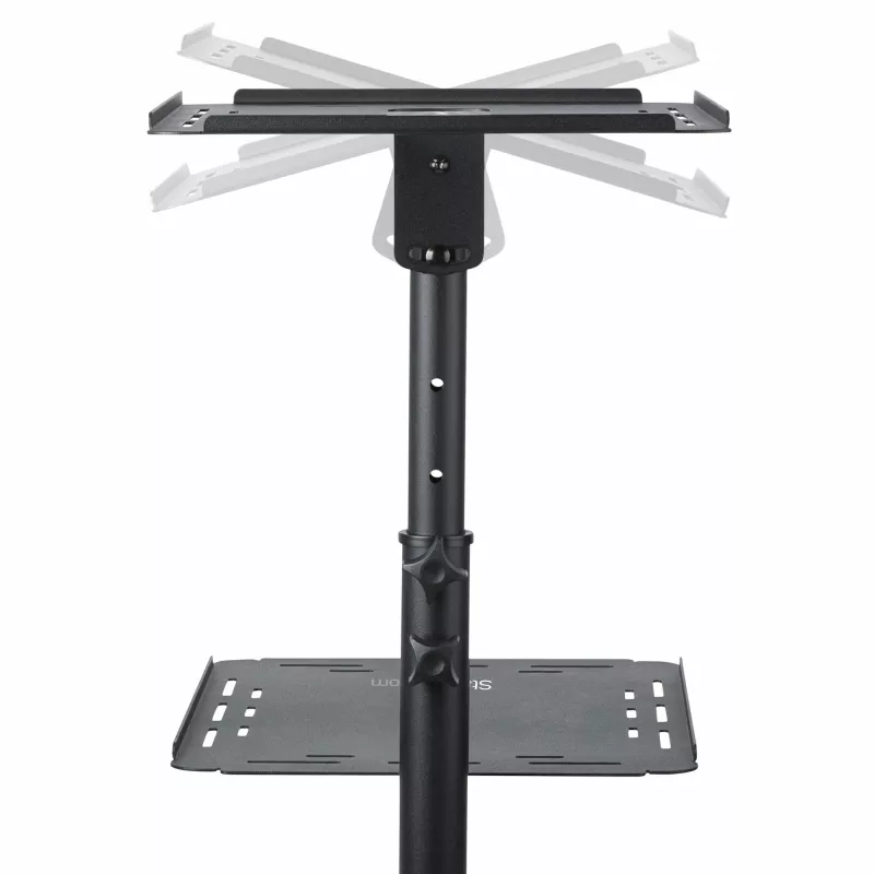 StarTech.com Mobiele projector- en laptopstandaard/wagen – robuuste draagbare projectorstandaard (2 plateaus, elk 10 kg belastbaar) – in hoogte verstelbare rolwagen voor presentaties met vergrendelbare wielen