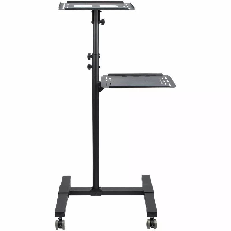 StarTech.com Mobiele projector- en laptopstandaard/wagen – robuuste draagbare projectorstandaard (2 plateaus, elk 10 kg belastbaar) – in hoogte verstelbare rolwagen voor presentaties met vergrendelbare wielen